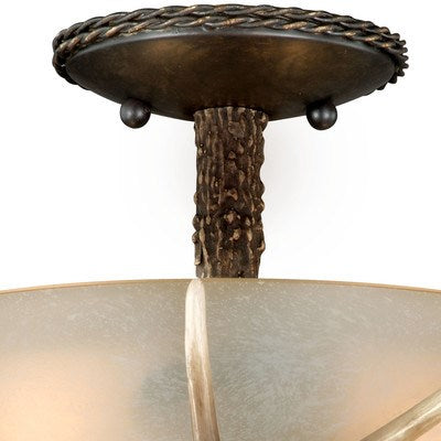 12-in Antler Semi Flush Ceiling Light Black Walnut