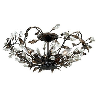 19-in Semi Flush Ceiling Light Architectural Bronze and Gold Accents by Vaxcel International