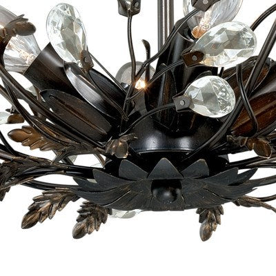 19-in Semi Flush Ceiling Light Architectural Bronze and Gold Accents