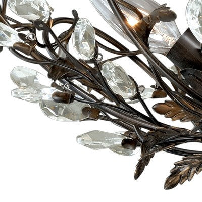 19-in Semi Flush Ceiling Light Architectural Bronze and Gold Accents