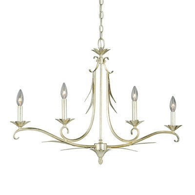 4L Linear Chandelier Silver Leaf by Vaxcel International