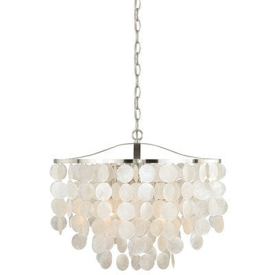 Capiz Shell 19.75-in Pendant Satin Nickel by Vaxcel International