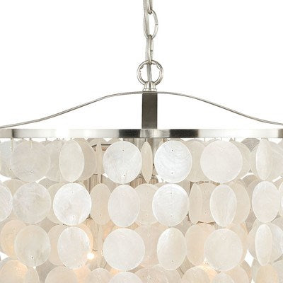 Capiz Shell 19.75-in Pendant Satin Nickel