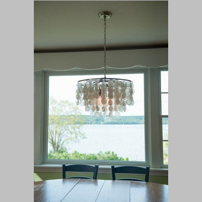 Capiz Shell 19.75-in Pendant Satin Nickel