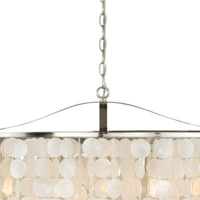 Capiz Shell 5L Linear Chandelier Satin Nickel