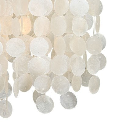 Capiz Shell 5L Linear Chandelier Satin Nickel