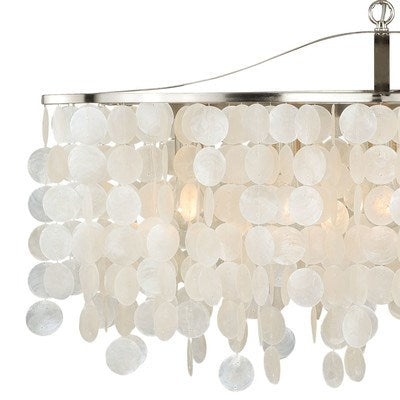 Capiz Shell 5L Linear Chandelier Satin Nickel