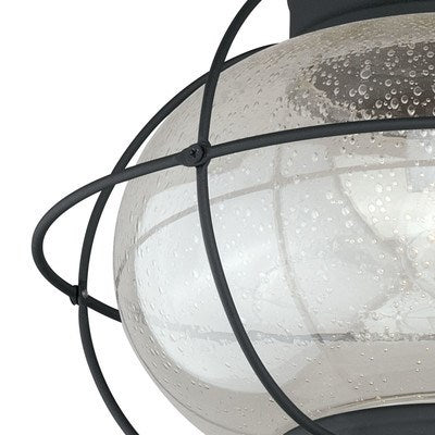 13-in Outdoor Semi Flush Mount Ceiling Light Textured Black