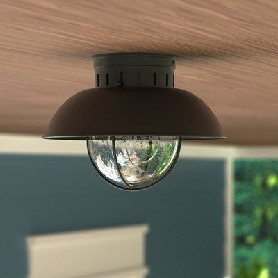 10-in Outdoor Flush Mount Ceiling Light Textured Black