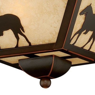 14-in Horse Outdoor Flush Mount Ceiling Light Burnished Bronze