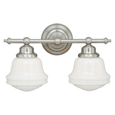 2L Vanity Milk Glass Satin Nickel by Vaxcel International