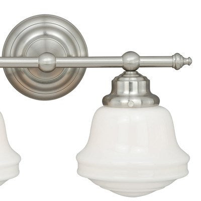 2L Vanity Milk Glass Satin Nickel