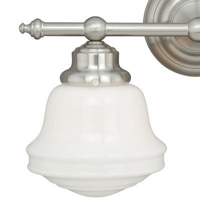 2L Vanity Milk Glass Satin Nickel