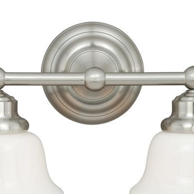 2L Vanity Milk Glass Satin Nickel