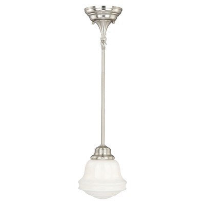 6.25-in Mini Pendant Milk Glass Satin Nickel by Vaxcel International
