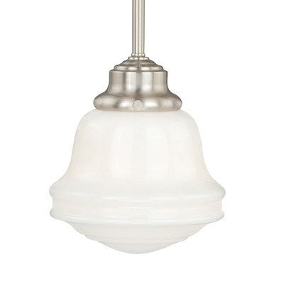 6.25-in Mini Pendant Milk Glass Satin Nickel