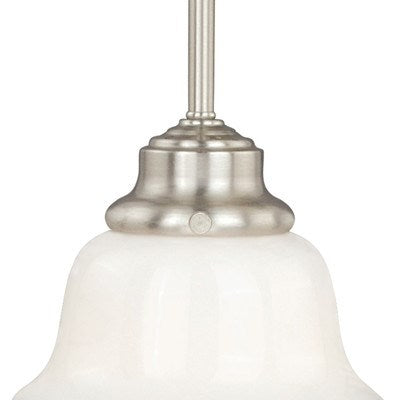 6.25-in Mini Pendant Milk Glass Satin Nickel