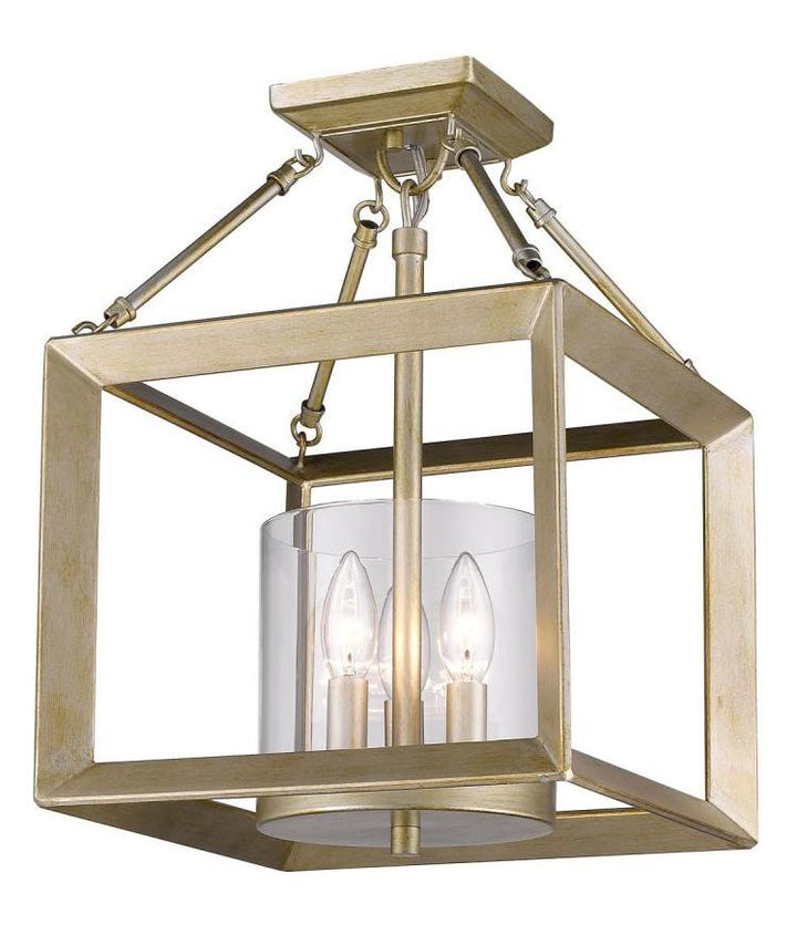 White Gold Smyth 3 Light Semi Flush Indoor Ceiling Fixture - 11.75 Inches Wide by Golden