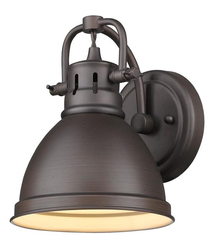 Rubbed Bronze Duncan 1 Light Bathroom Sconce - 7 Inches Wide by Golden