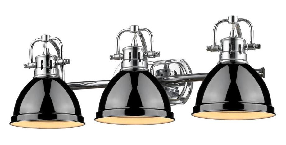 Black Duncan 3 Light Bathroom Vanity - 25 Inches Wide by Golden