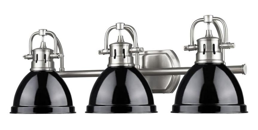Black Duncan 3 Light Bathroom Vanity - 25 Inches Wide