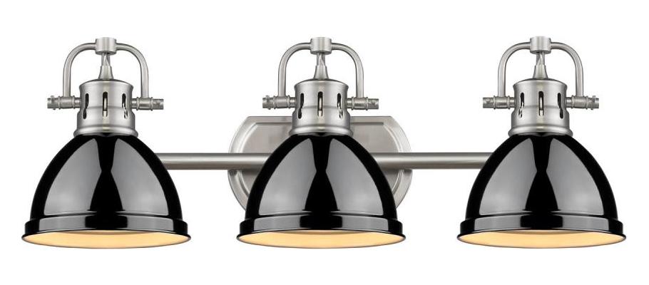 Black Duncan 3 Light Bathroom Vanity - 25 Inches Wide