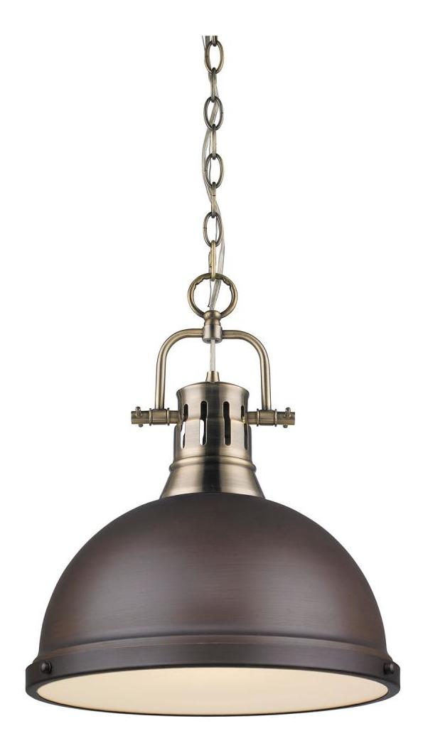 Aged Brass Duncan 1 Light Indoor Pendant - 14 Inches Wide by Golden