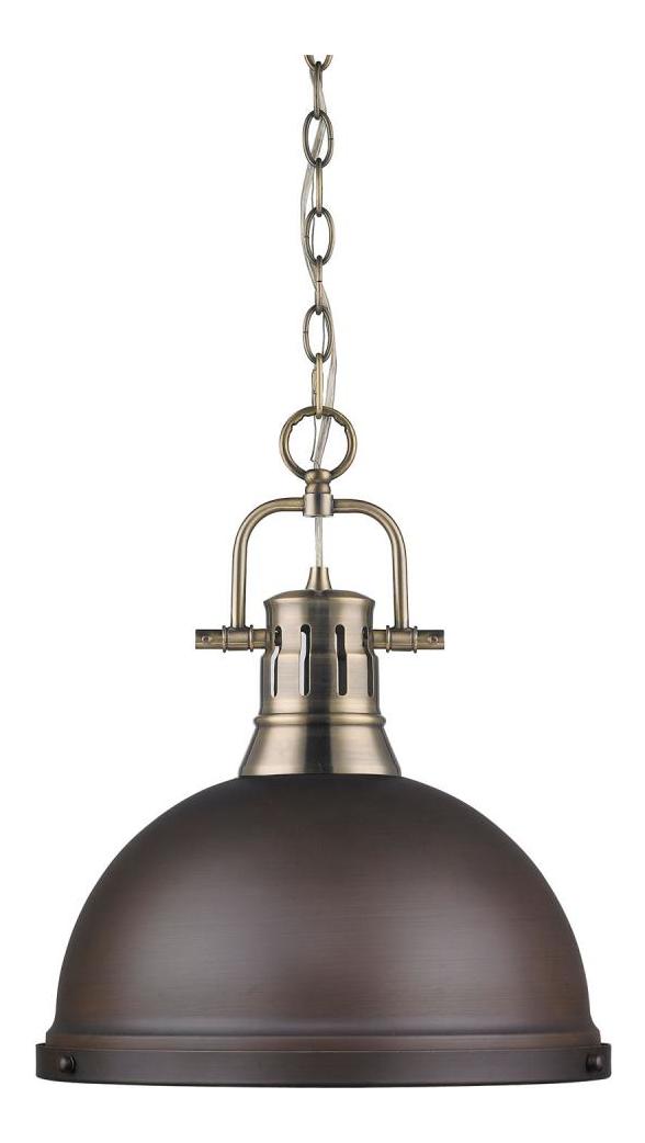 Aged Brass Duncan 1 Light Indoor Pendant - 14 Inches Wide