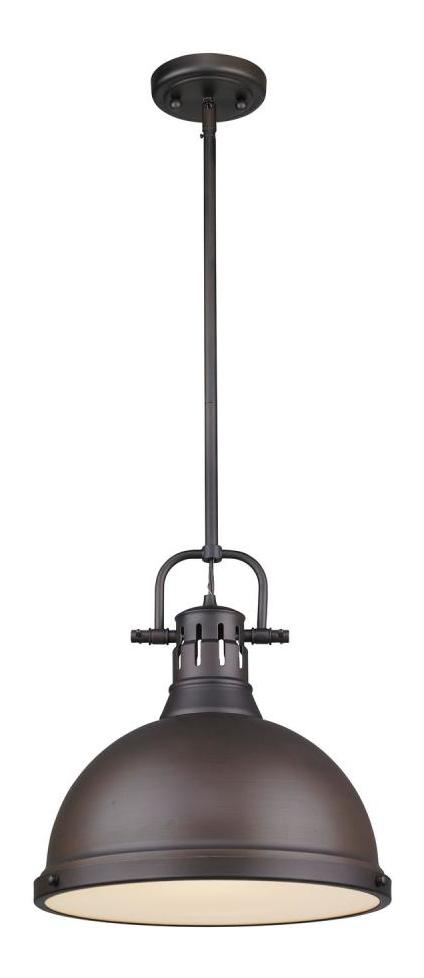 Rubbed Bronze Duncan 1 Light Indoor Pendant - 14 Inches Wide by Golden