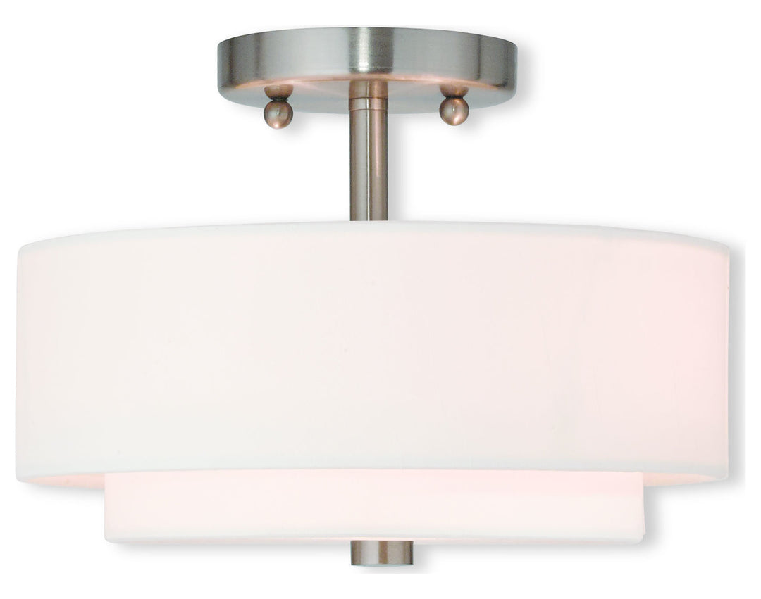 Brushed Nickel  2 Light Semi Flush Ceiling Fixture by Livex Lighting