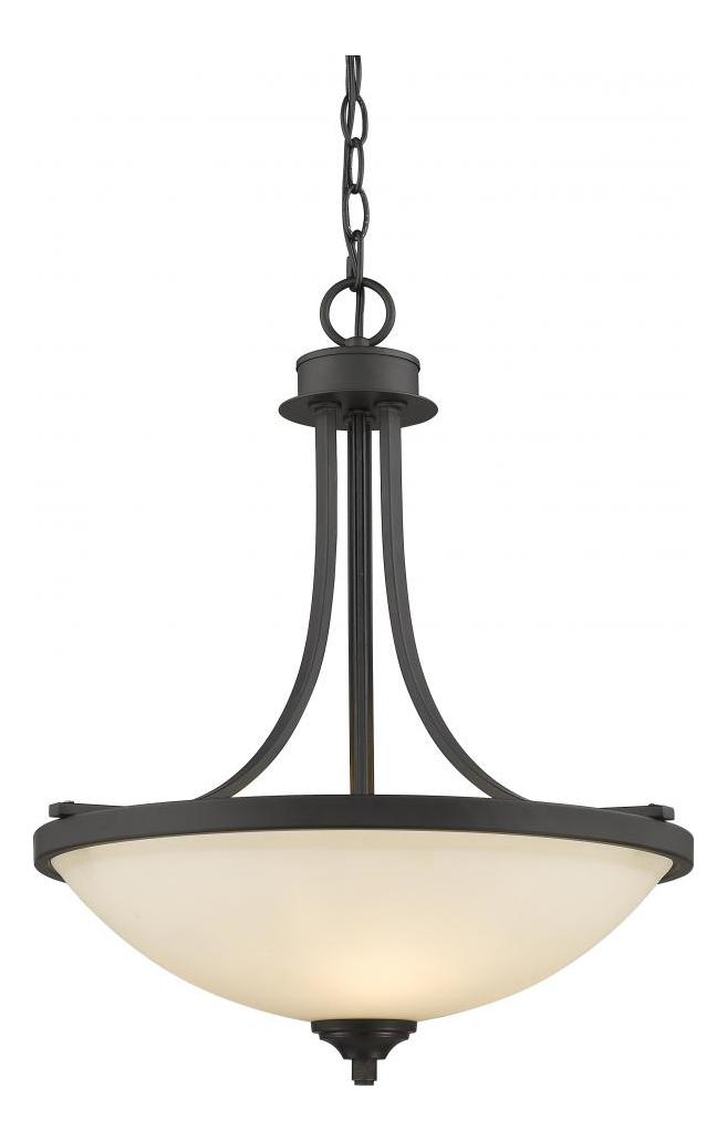 Bronze  3 Light Pendant with Matte Opal Glass Shade by Z-Lite