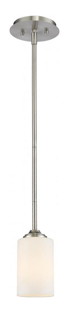 Brushed Nickel  1 Light Pendant with Matte Opal Glass Shade by Z-Lite