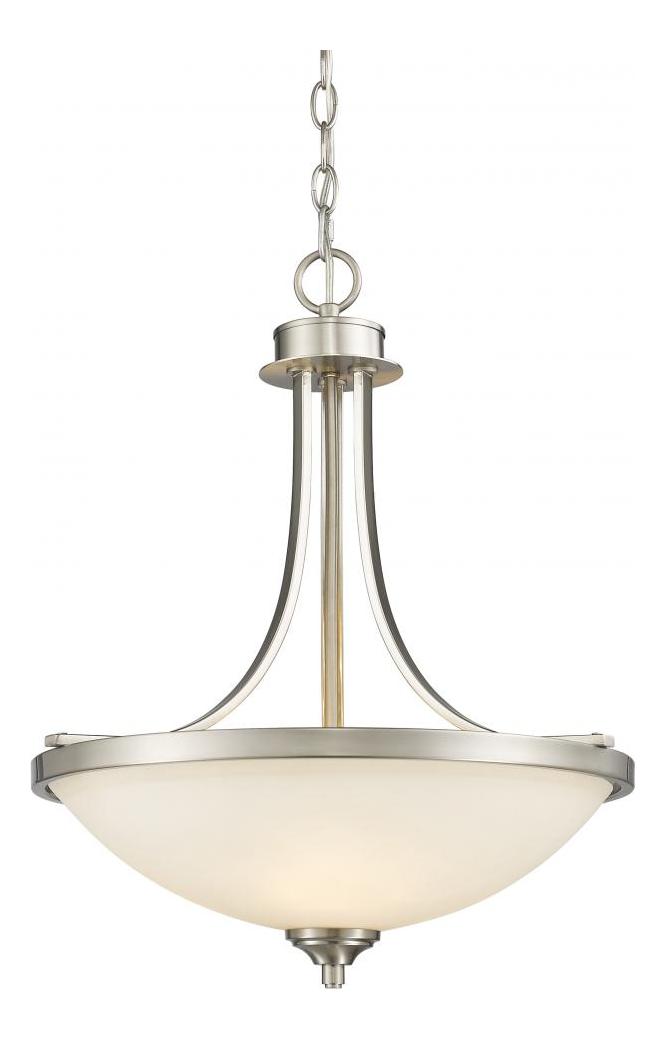 Brushed Nickel  3 Light Pendant with Matte Opal Glass Shade by Z-Lite
