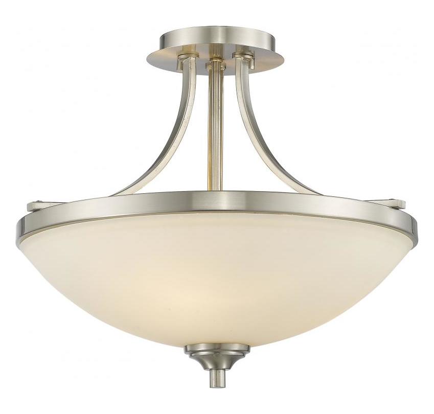 Nickel  3 Light Semi-Flush Ceiling Fixture with Matte Opal Glass Shade by Z-Lite