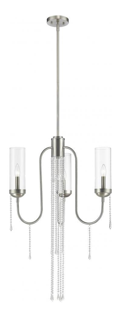 Brushed Nickel  3 Light Chandelier with Clear Glass Shade by Z-Lite