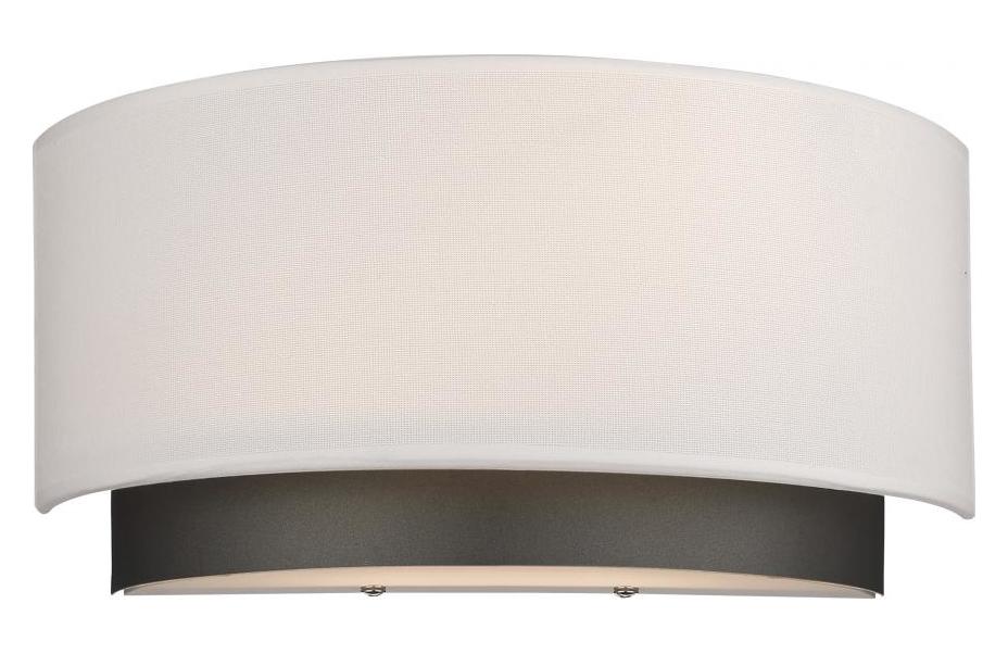 Factory Bronze  2 Light Wall Sconce with White Fabric Shade by Z-Lite