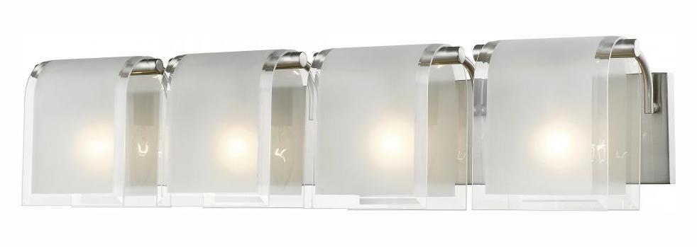 Nickel  4 Light Vanity Light with Clear Beveled and Frosted Glass Shade by Z-Lite