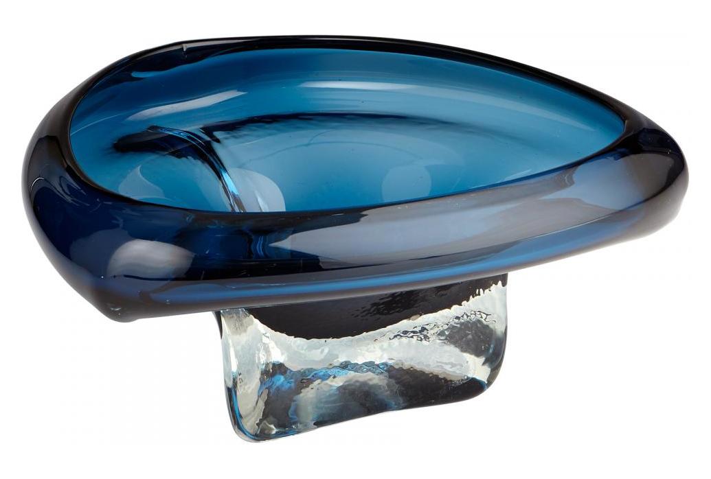 Blue  12.5 Inch Wide Glass Decorative Bowl by Cyan Designs