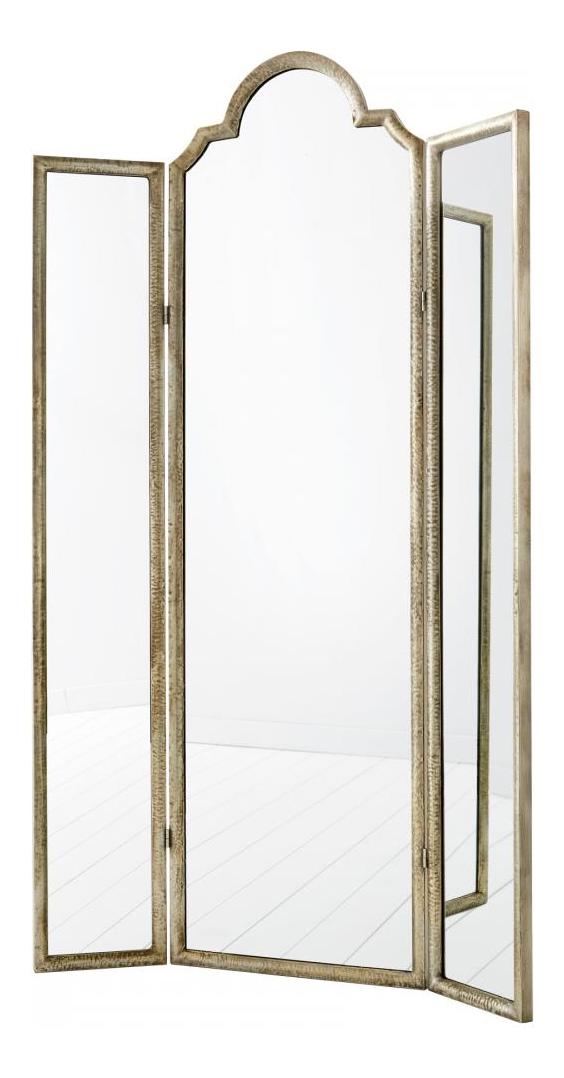 Silver 75 x 44.5  Arched Iron and Wood Mirror by Cyan Designs