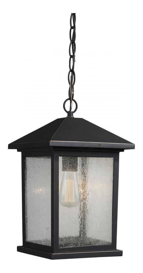 Oil Rubbed Bronze  Single Light 8in Wide Outdoor Mini Pendant by Z-Lite