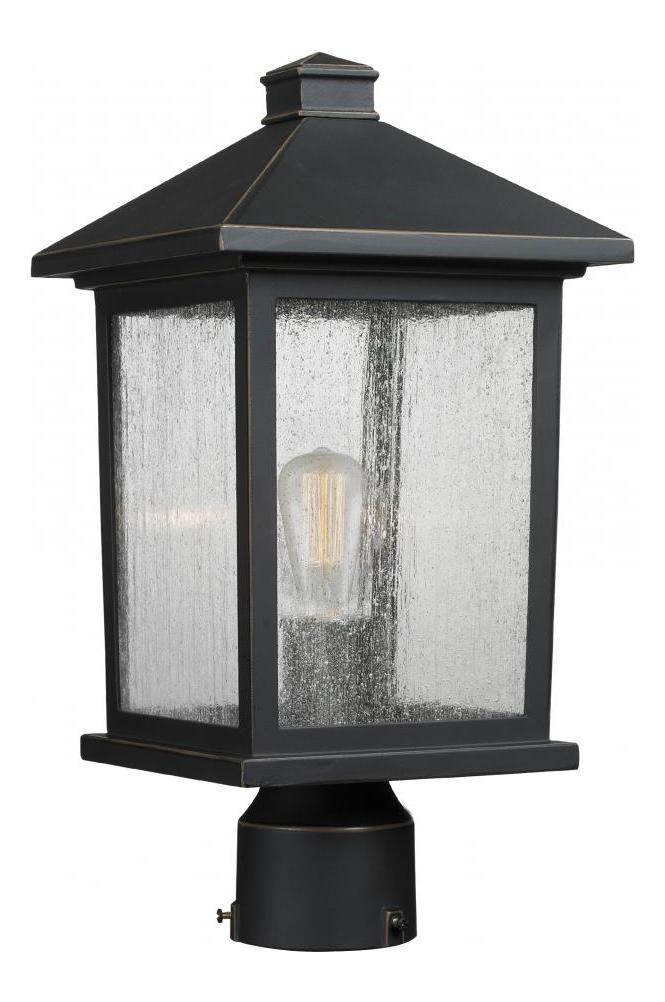 Oil Rubbed Bronze  16in Tall 1 Light Outdoor Lantern Post Light by Z-Lite