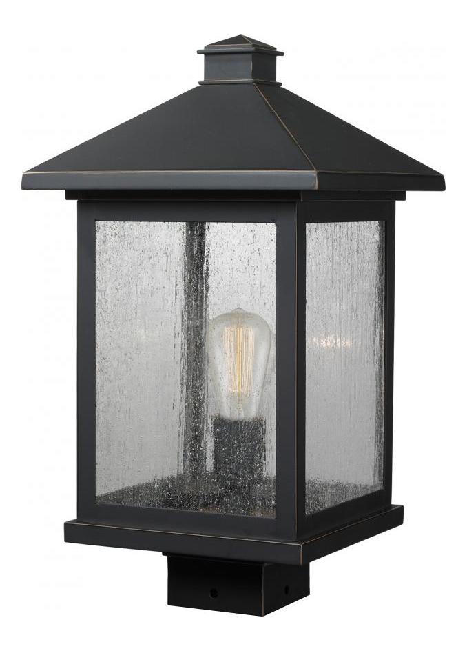 Oil Rubbed Bronze  17in Tall 1 Light Outdoor Lantern Post Light by Z-Lite