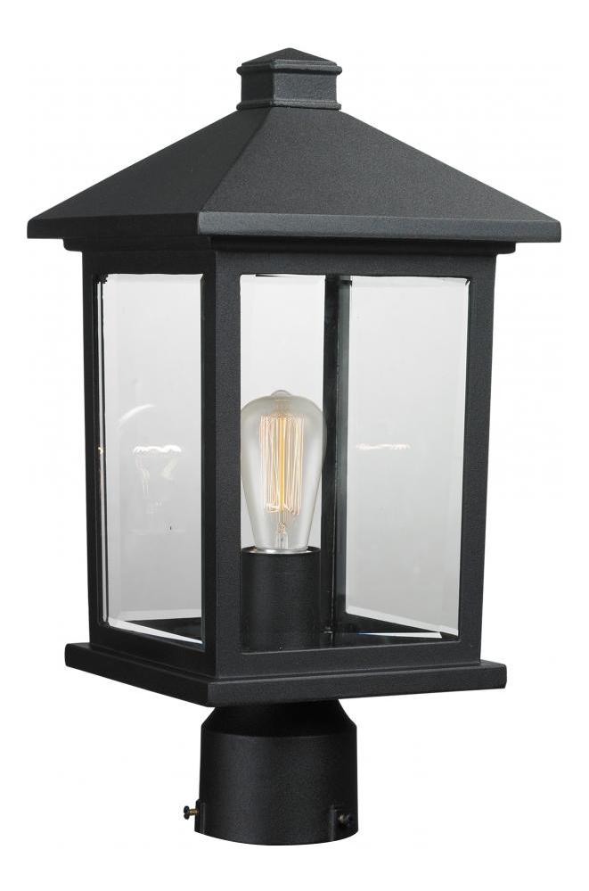 Black  16in Tall 1 Light Outdoor Lantern Post Light by Z-Lite