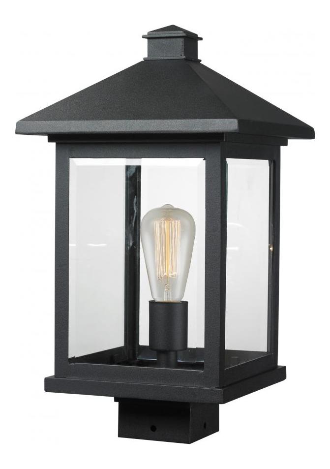 Black  17in Tall 1 Light Outdoor Lantern Post Light by Z-Lite