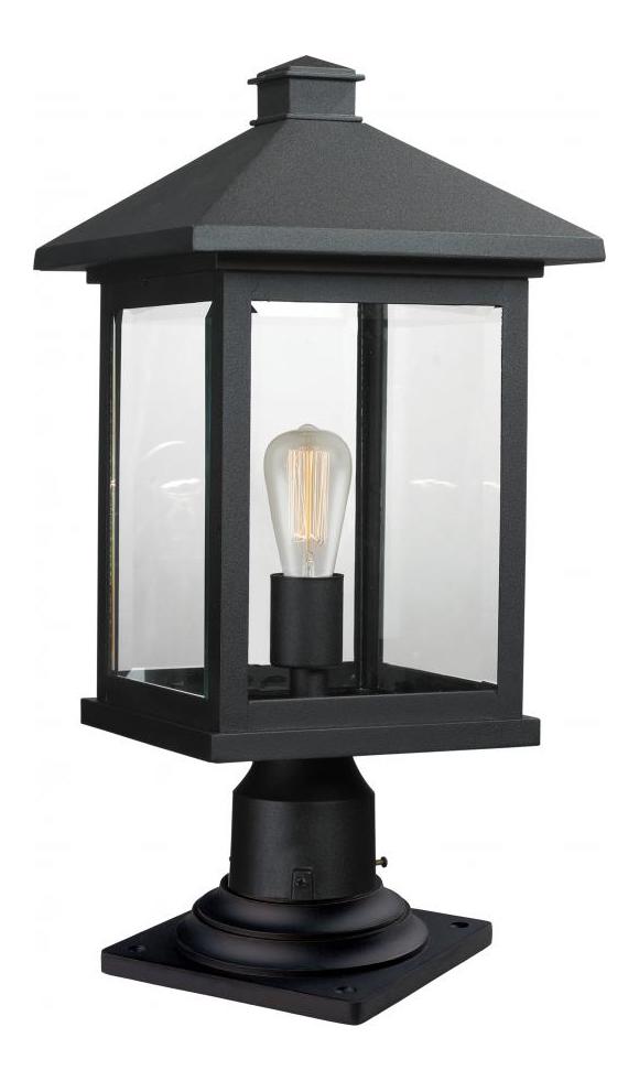 Black  20.25in Tall 1 Light Outdoor Lantern Pier Mount Light by Z-Lite