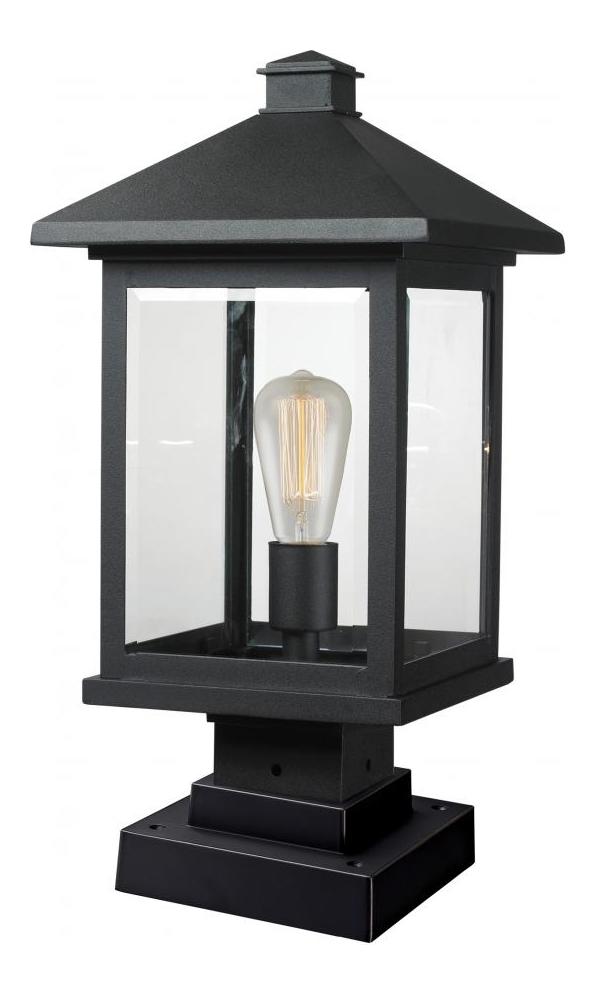 Black  19.5in Tall 1 Light Outdoor Lantern Pier Mount Light by Z-Lite