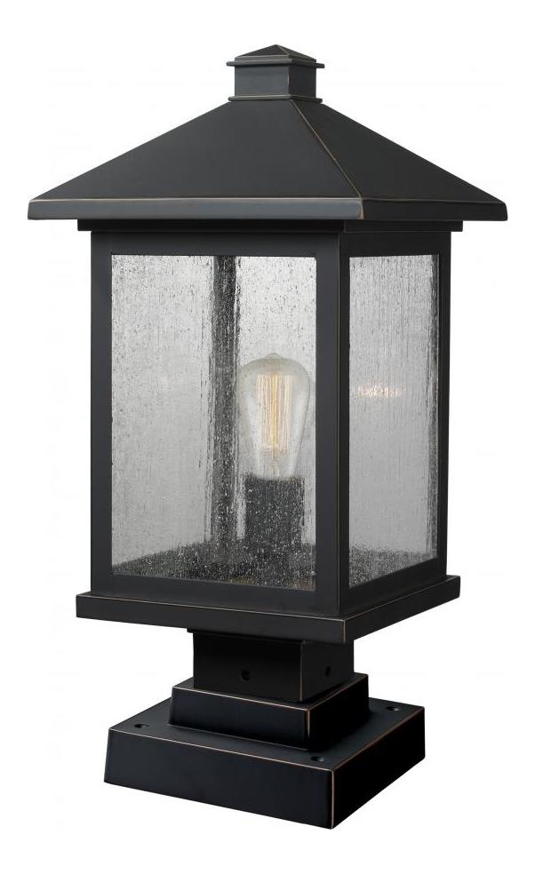 Oil Rubbed Bronze  19.5in Tall 1 Light Outdoor Lantern Pier Mount Light by Z-Lite
