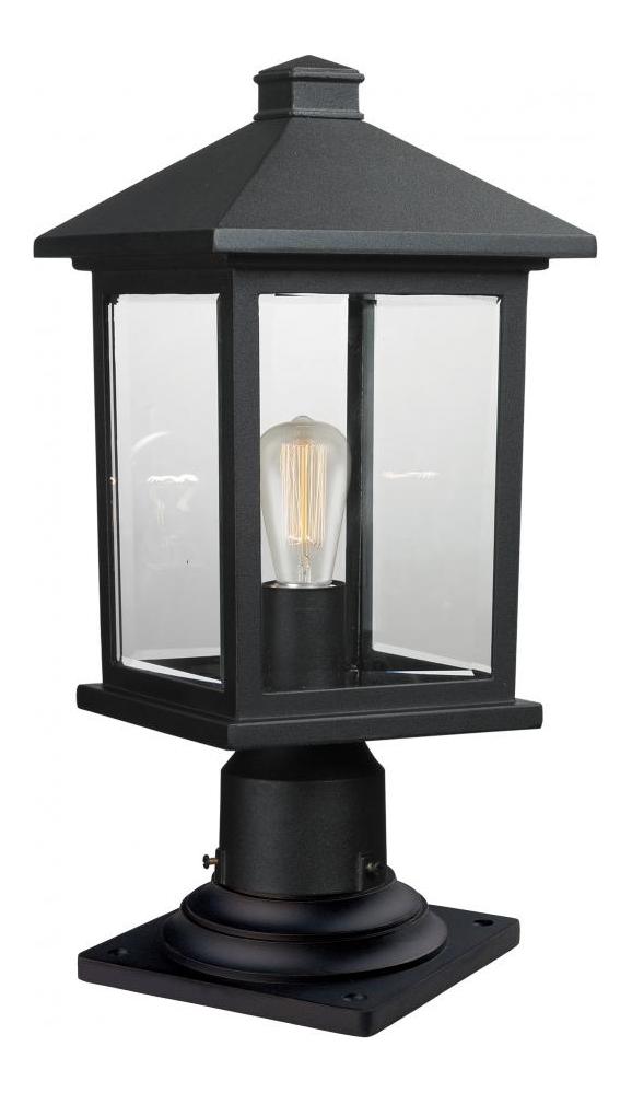 Black  17.75in Tall 1 Light Outdoor Lantern Pier Mount Light by Z-Lite