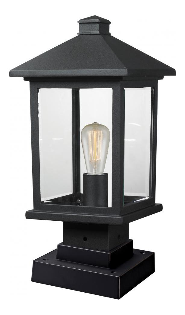 Black  16.875in Tall 1 Light Outdoor Lantern Pier Mount Light by Z-Lite