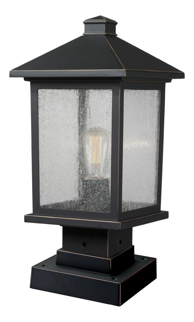Oil Rubbed Bronze  16.875" Tall 1 Light Outdoor Lantern Pier Mount Light by Z-Lite
